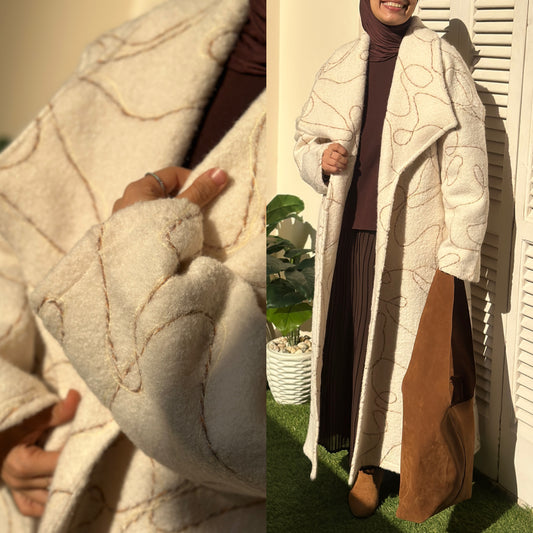 Long wool coat - بالطو صوف مكتكت